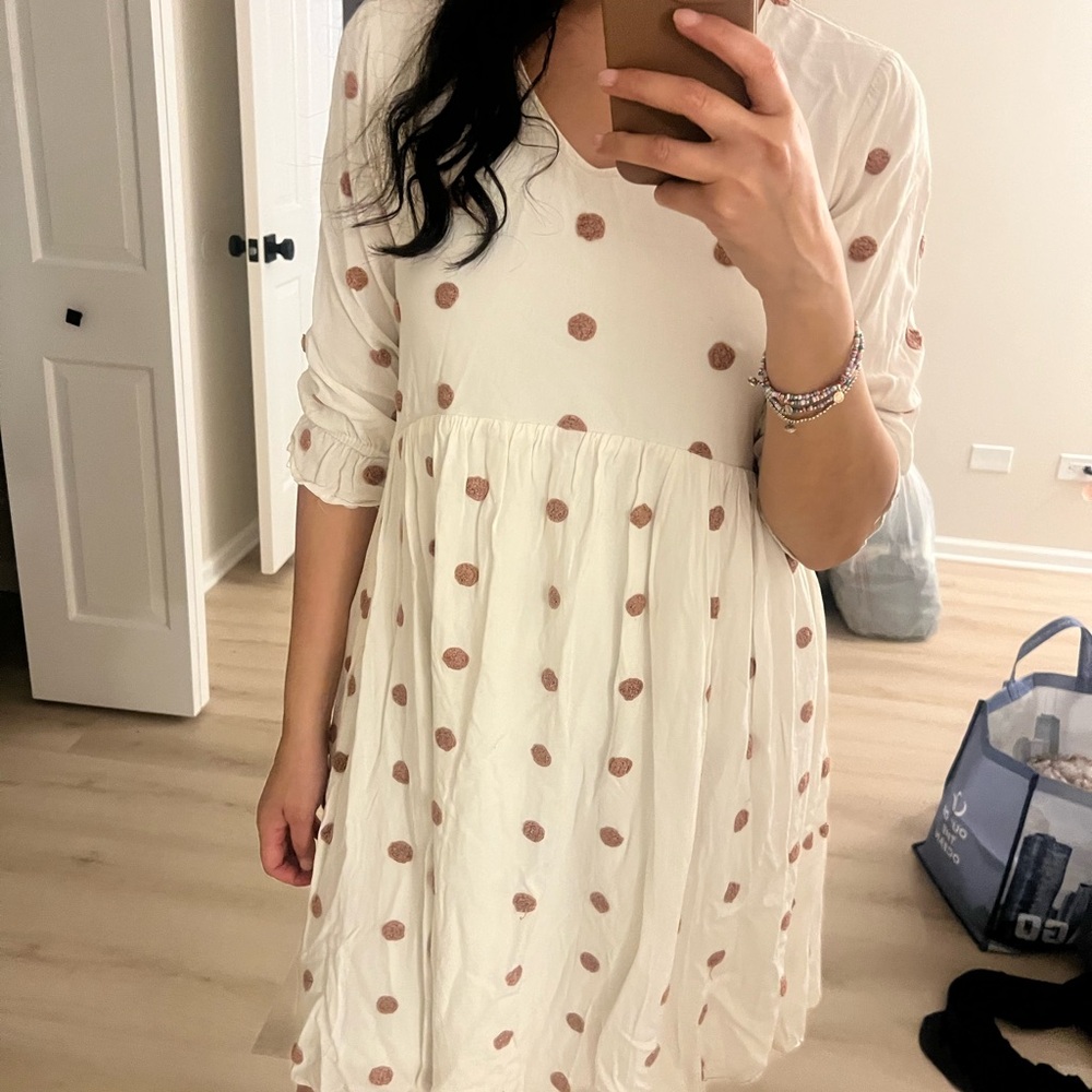 Bohme Cream and Brown Polka Dot Dress